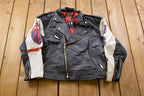 Vintage 1990s Michael Hoban USA American Flag Leather Biker Jacket
