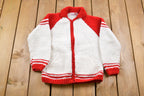 Vintage 1970s Kids Hockey Graphic Knitted Curling Sweater  Vintage 70s Crewneck  Pattern Sweater  Hand Knit  Pullover Sweatshirt
