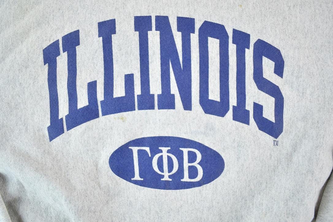Vintage 1990s Illinois Souvenir Lee Crossgrain Crewneck Sweatshirt Made In USA  90s Crewneck  Souvenir Sweater  Streetwear  Travel