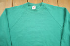 Vintage 1980s Jerzees Blank Green Raglan Crewneck Sweatshirt