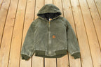 Vintage 1990s Carhartt Hooded Distressed Work Jacket Youth Large