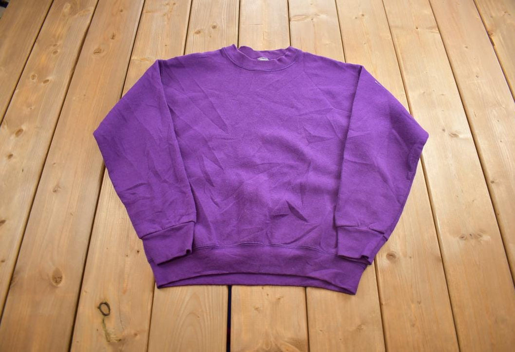 Vintage 1990s Fruit of The Loom Blank Purple Crewneck Sweatshirt Made In USA