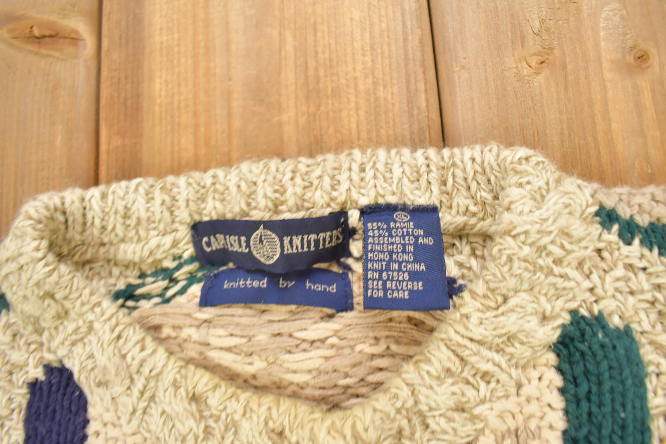Vintage 1990s Carlisle Knitters Geometric Hand Knitted Crewneck Sweater