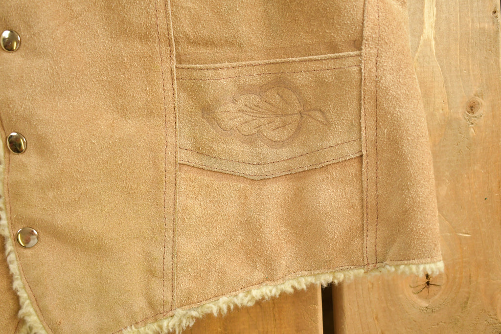 Vintage 1990s Leather Horse Western Sherpa Vest