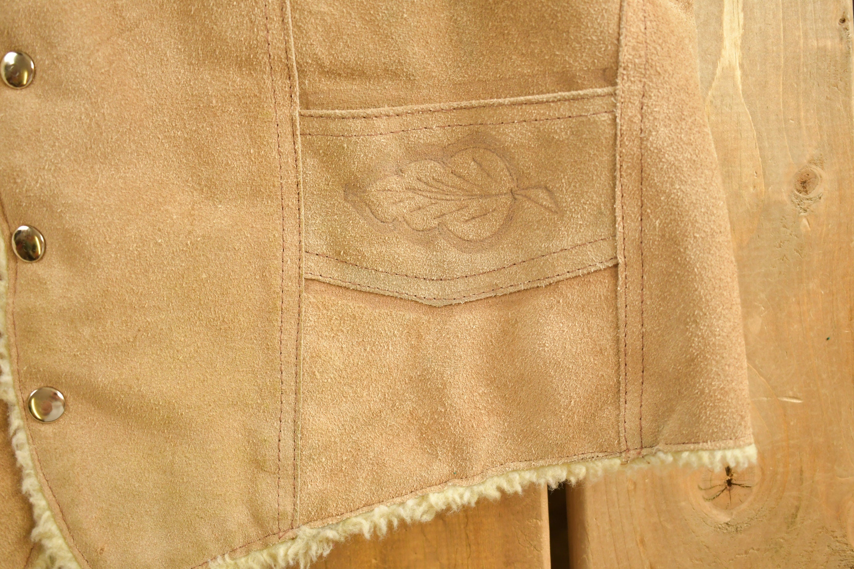Vintage 1990s Leather Horse Western Sherpa Vest