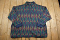 Vintage 1990s Venezia Quater Zip Pattern Fleece Sweater