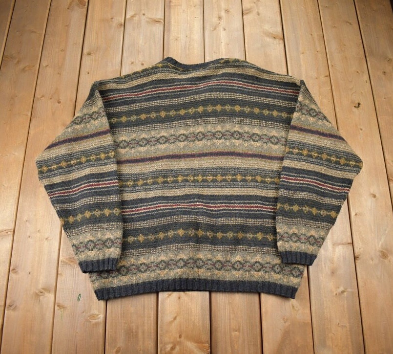 Vintage 1990s Croft & Barrow Colored Cable Knit Crewneck Sweater
