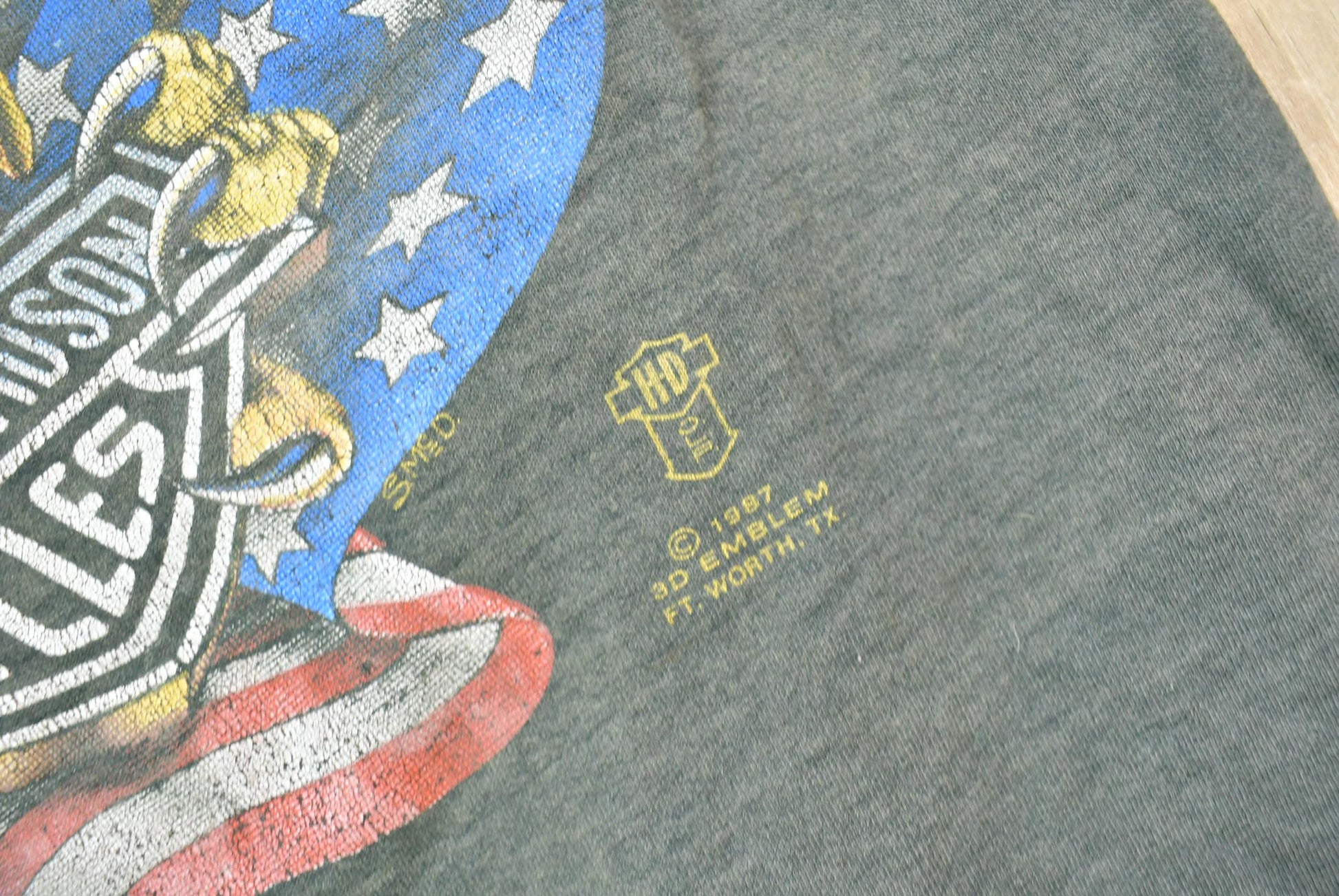 Vintage 1987 Harley Davidson Hamilton ONT Eagle Graphic 3d Emblem Tank Top Shirt / Made In USA / Biker Tee / Souvenir T Shirt /