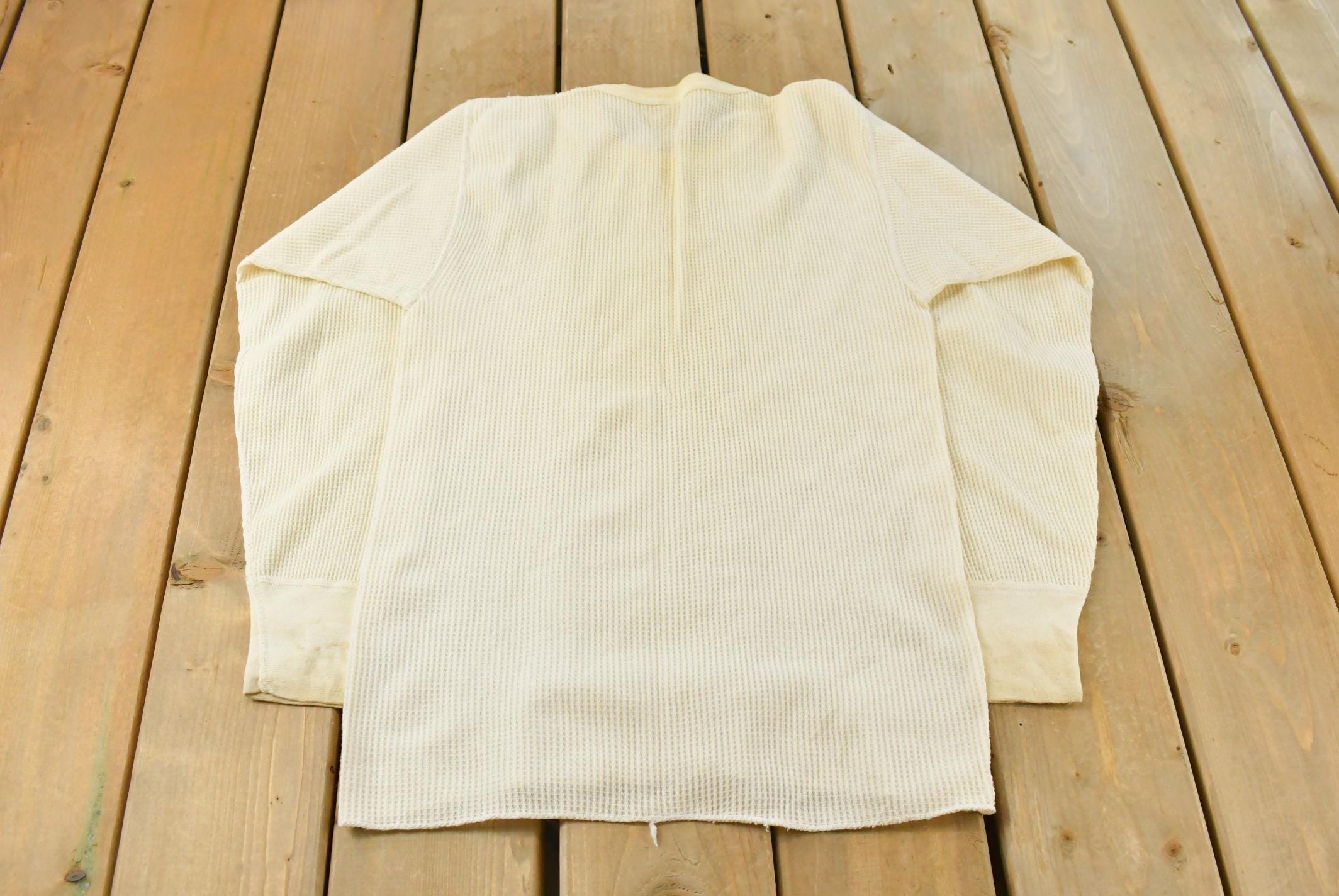Vintage 1970s J.E. Morgan Long Johns Thermal Waffle Knit Long Sleeve Shirt Men's L-XL