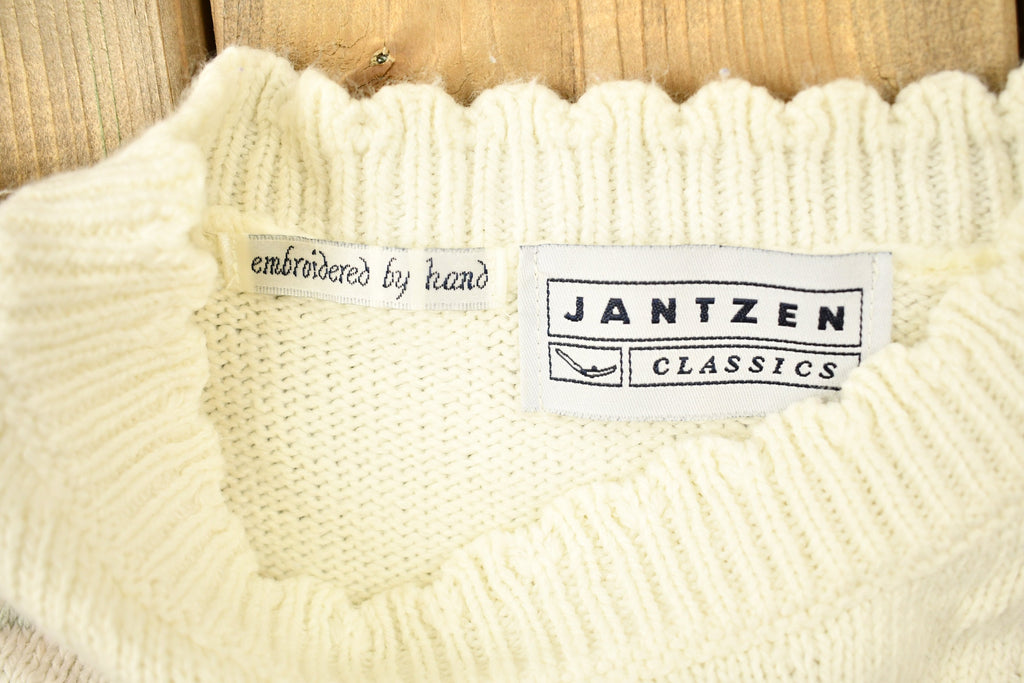 Vintage 1990s Jantzen Classics Hand Embroidered Knitted Sweater