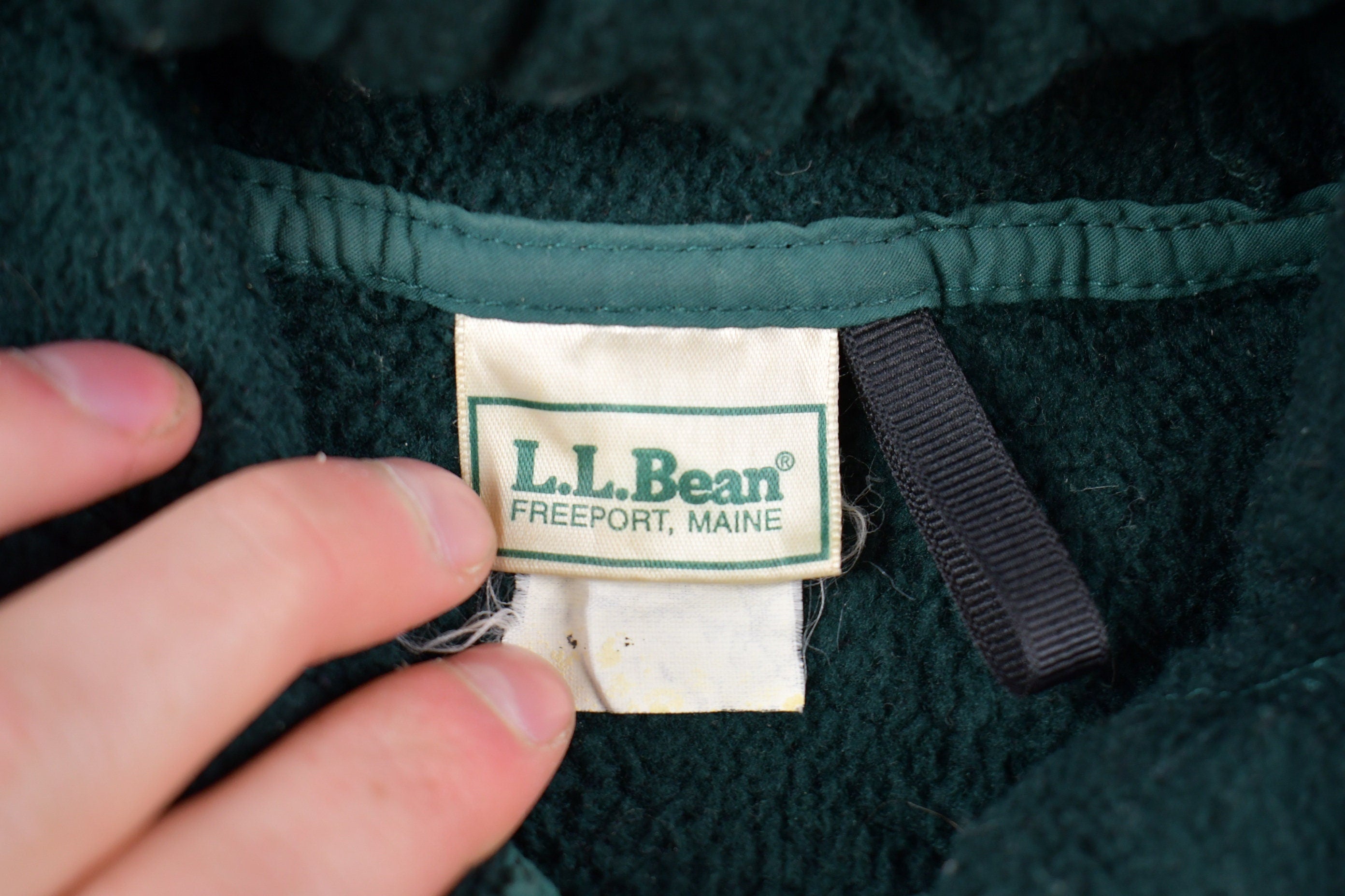 Vintage 1980s LL Bean Full Zip Hooded Fleece Sweater