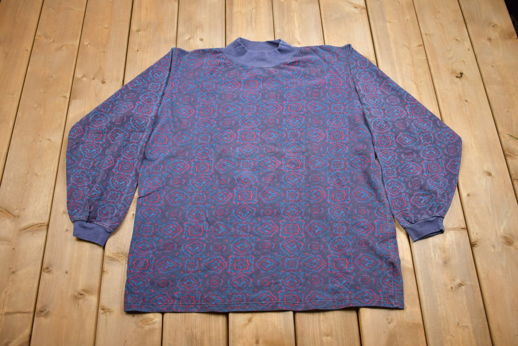 Vintage 1990s Abstract Mock Neck Sweatshirt