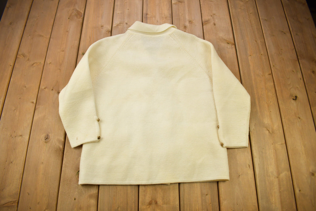 Vintage 1980s Blank White Knitted Cardigan Sweater