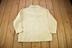 Vintage 1980s Blank White Knitted Cardigan Sweater