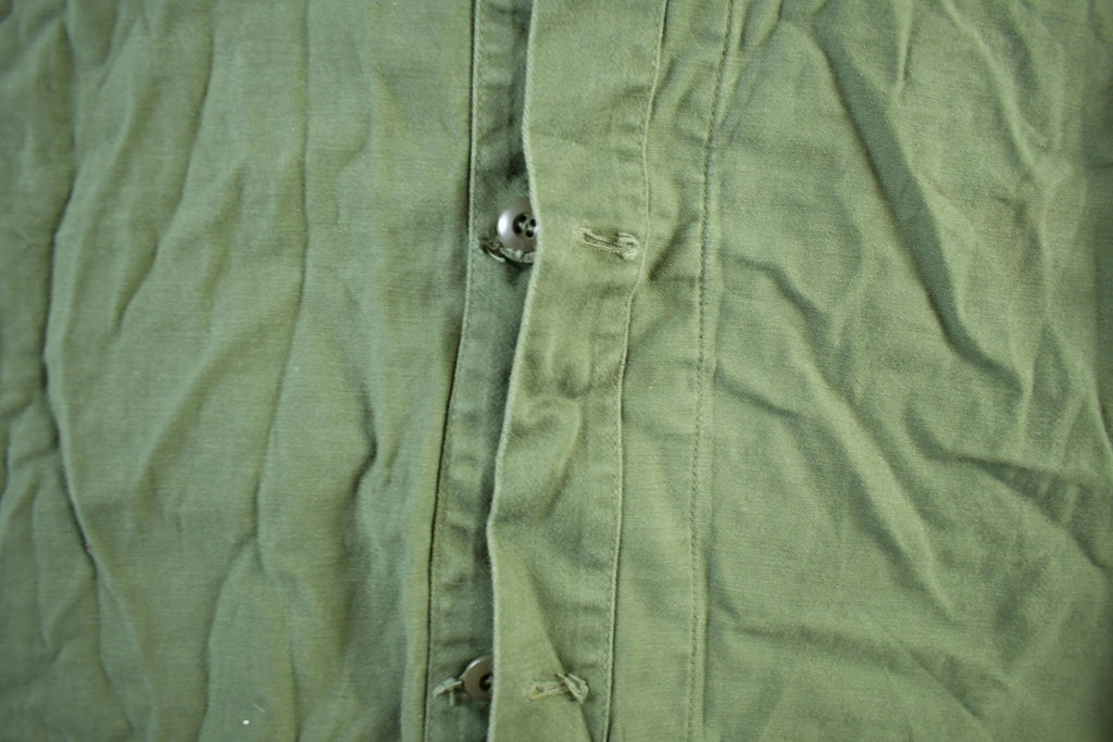 Vintage 1976 Army OG-107 Military Sateen Shirt Men's Large