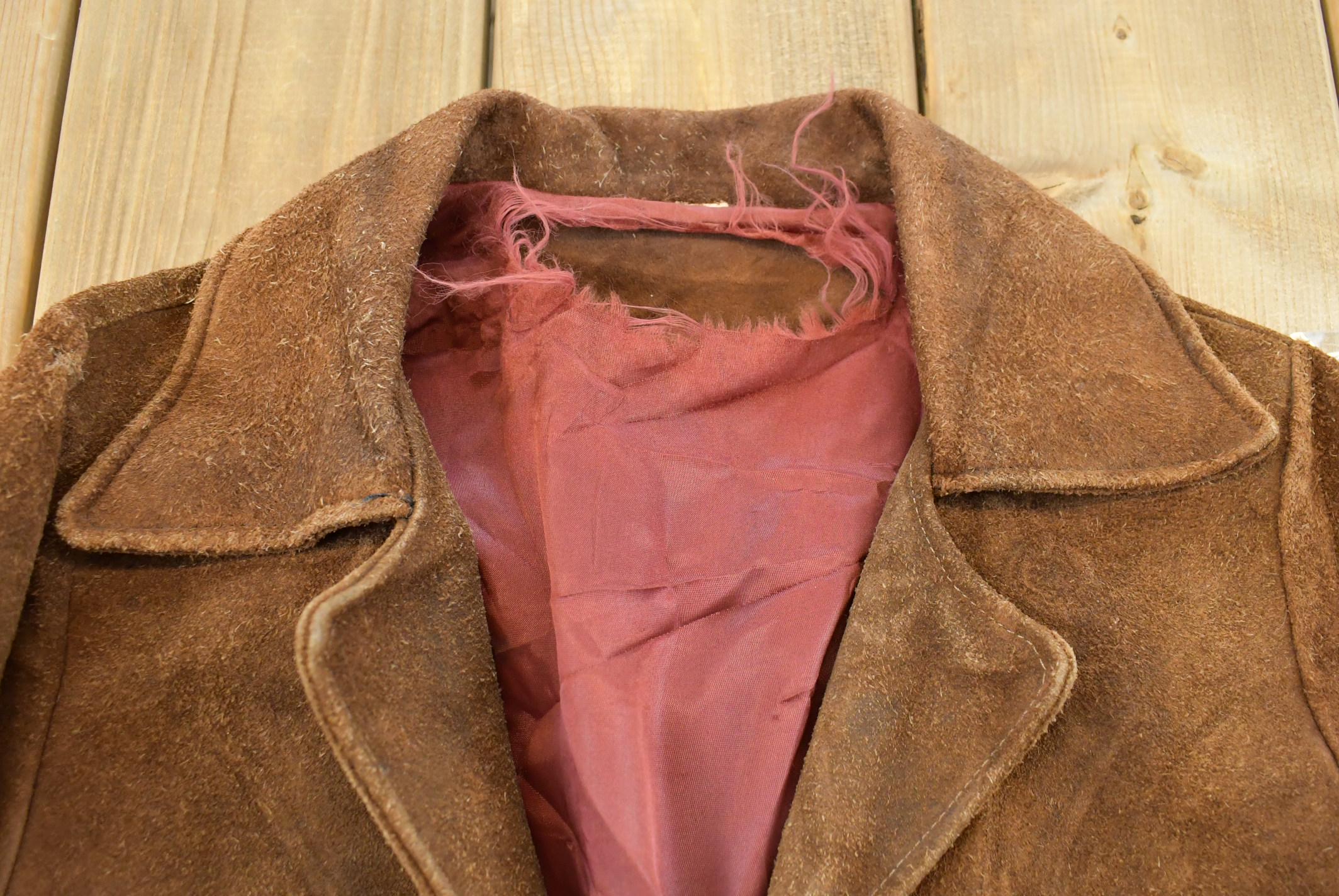 Vintage 1960s Suede Leather Western Fringe Jacket Womens M /