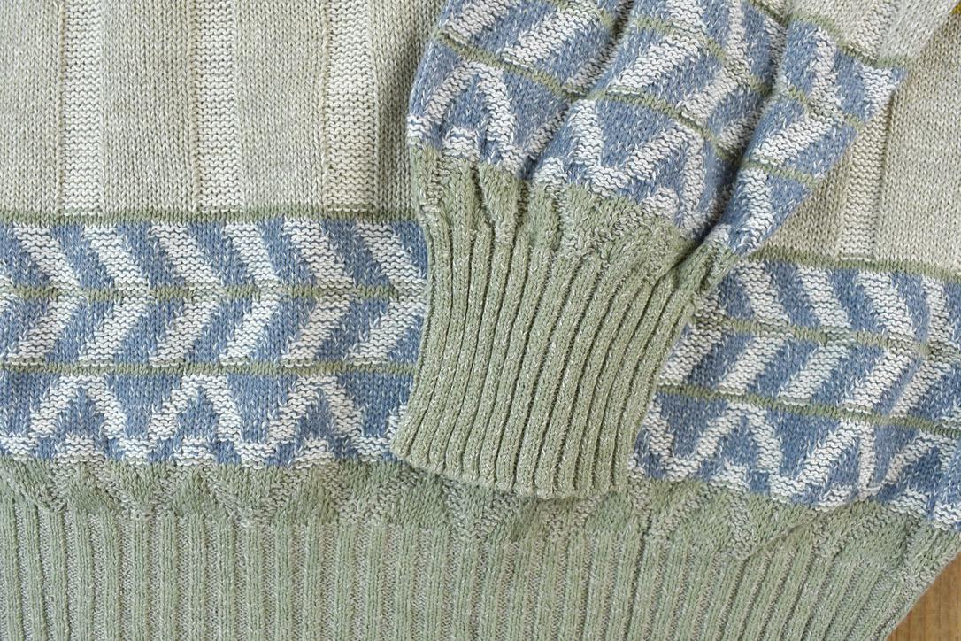 Vintage 1990s Gianangeli Quarter Button Cable Knit Crewneck Sweater