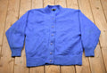 Vintage 1990s Blank Blue Wool Cardigan Sweater