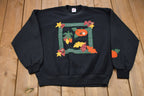 Vintage 1990s Fall Pumpkin Made In USA Autumn Crewneck Sweatshirt