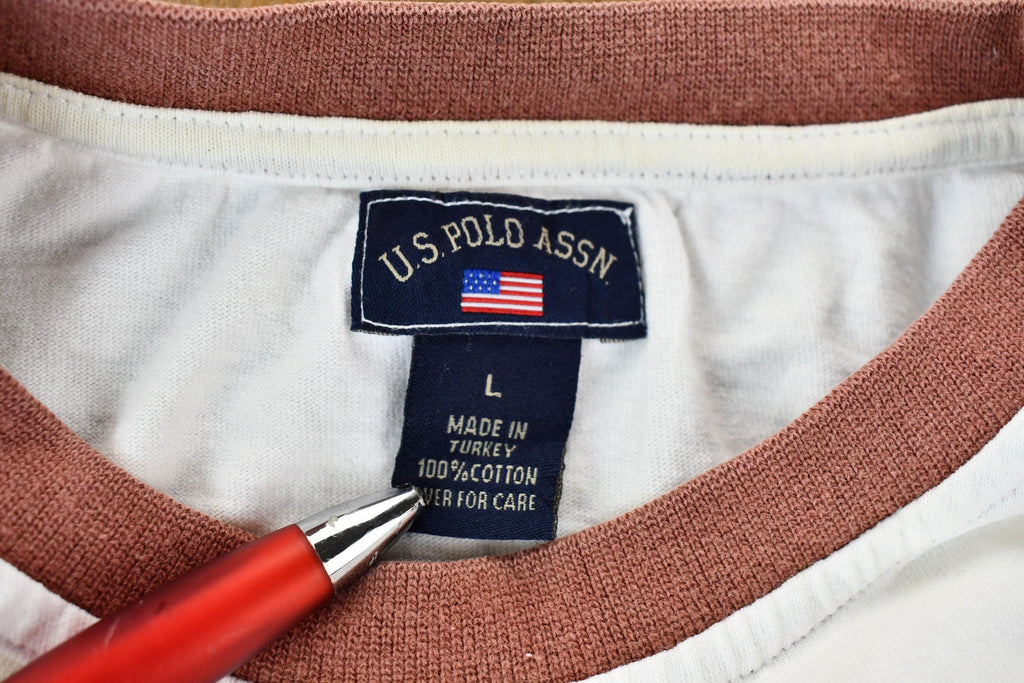 Vintage 1990s US Polo Association Athletic Single Stitch Graphic Ringer T-Shirt