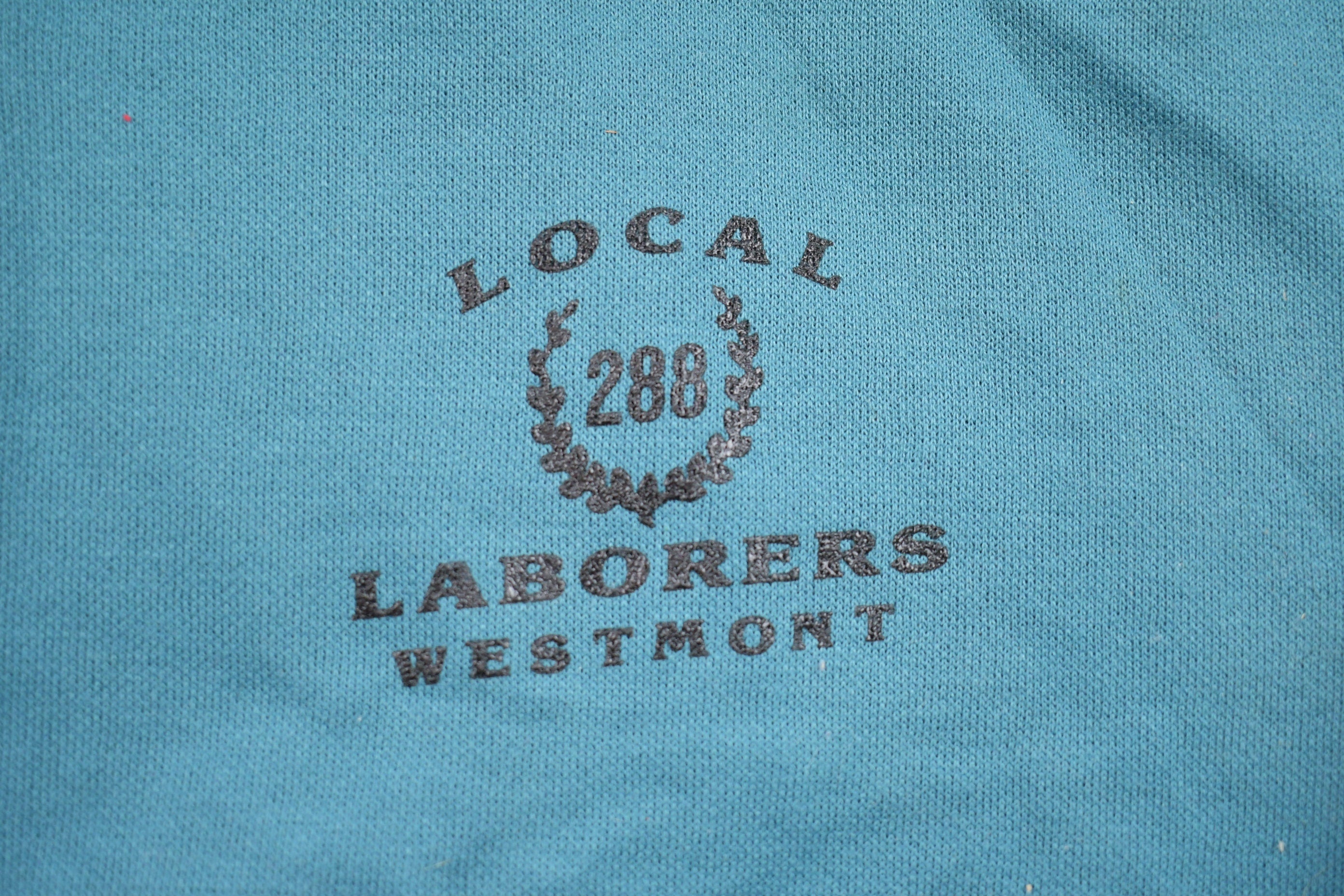 Vintage 1990s Laborers Union Westmont Illinois Graphic Zip Up Hoodie