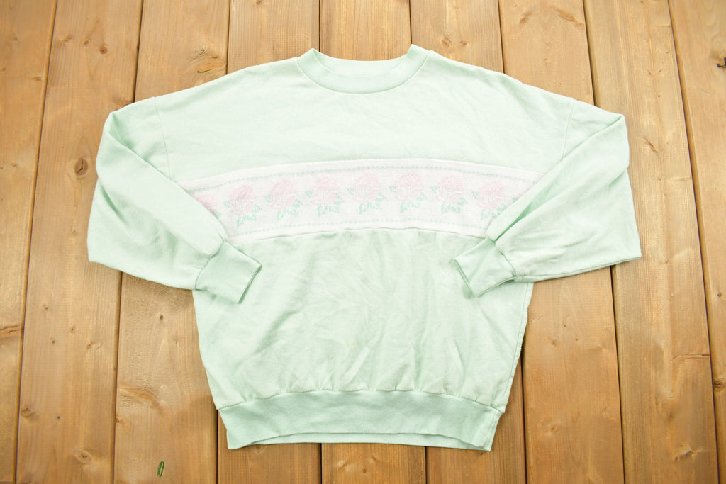 Vintage 1990s Cute Floral Theme Crewneck Sweater / 90s Crewneck / Grandma Sweater / Streetwear / 90s Angie Strauss / Floral Theme