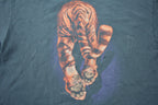 Vintage 1990s Tiger Jumping Double Sided Graphic T Shirt