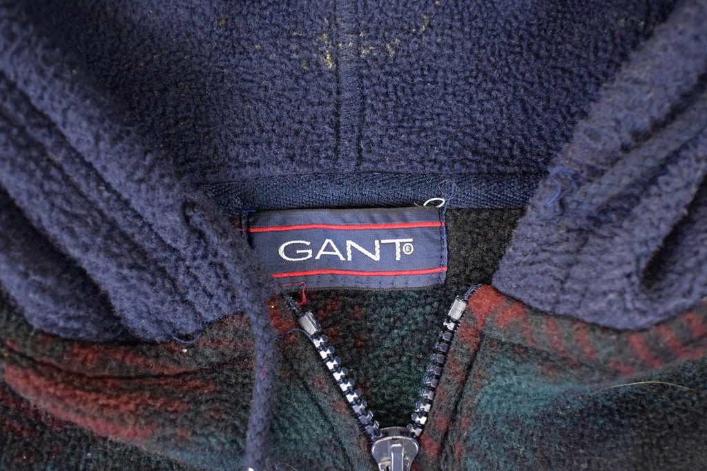 Vintage 1990s Gant Plaid Fleece Outdoorsman Hooded Sweater Men's L