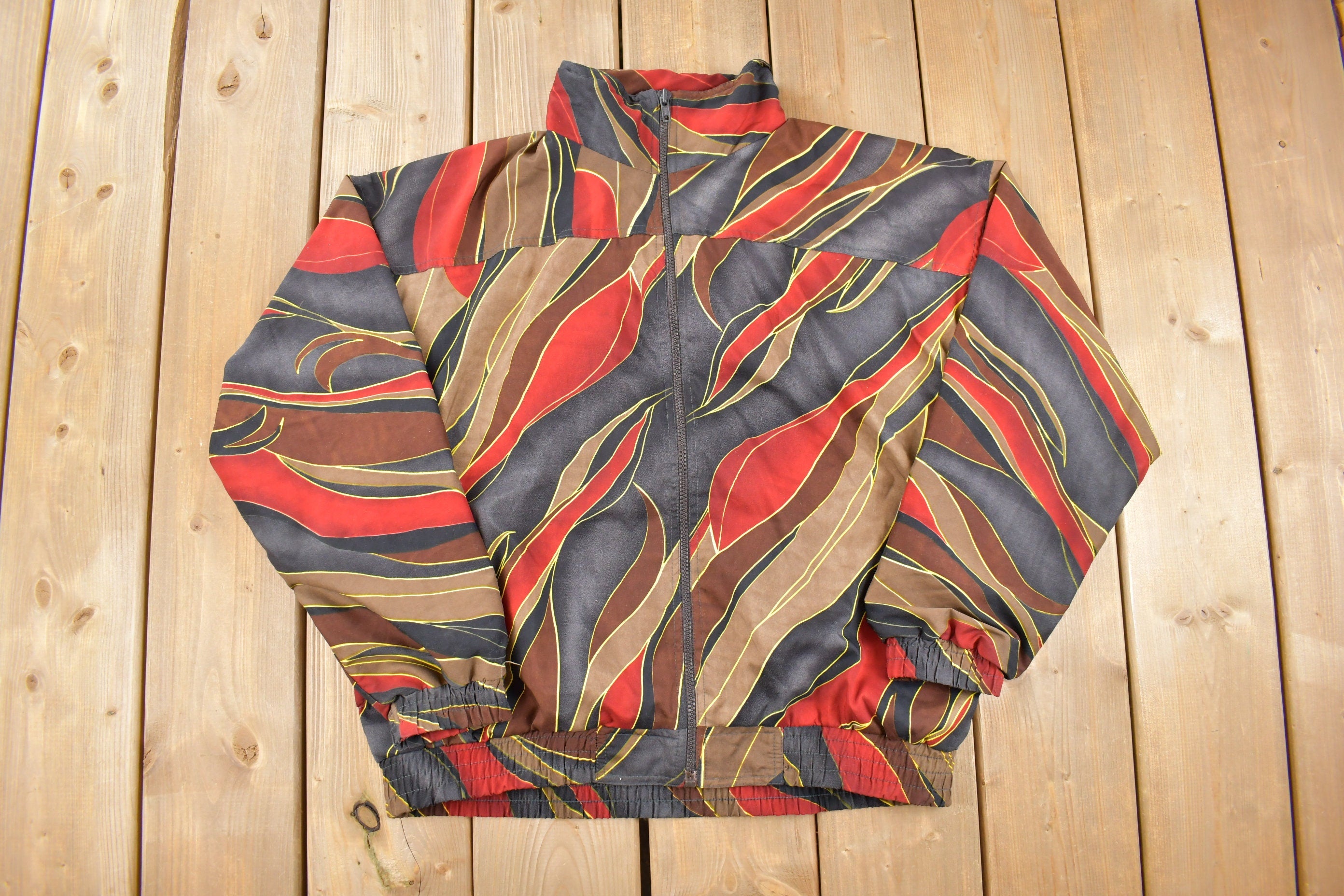 Vintage 1990s Kaktus Abstract Pattern Windbreaker Jacket