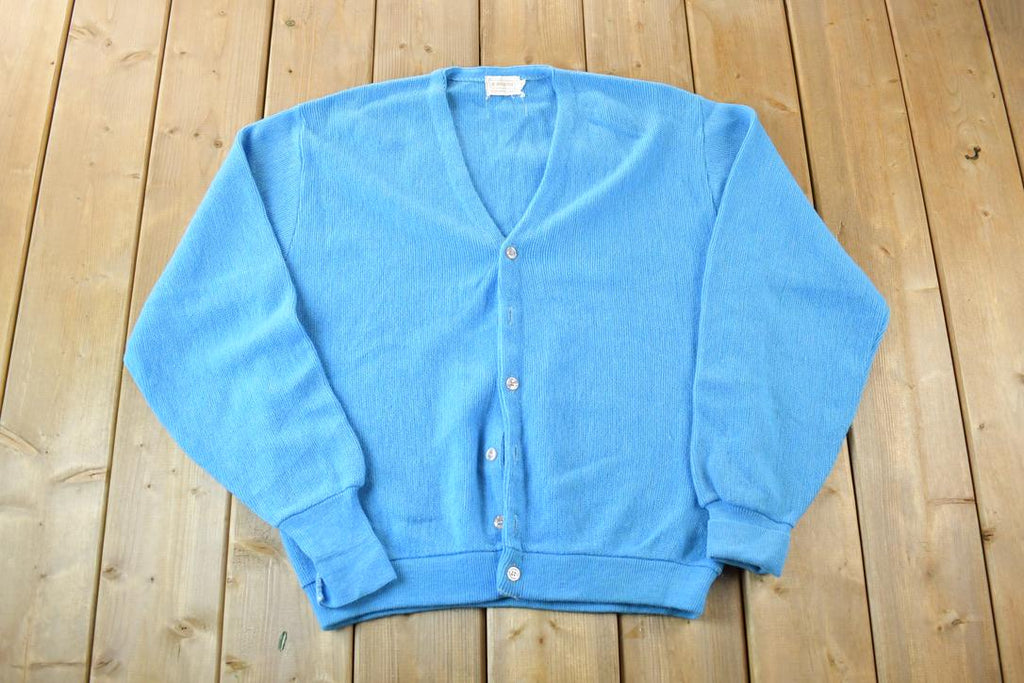 Vintage 1970s Brent Knit Perfect Mild Distress Cardigan Sweater Made In USA