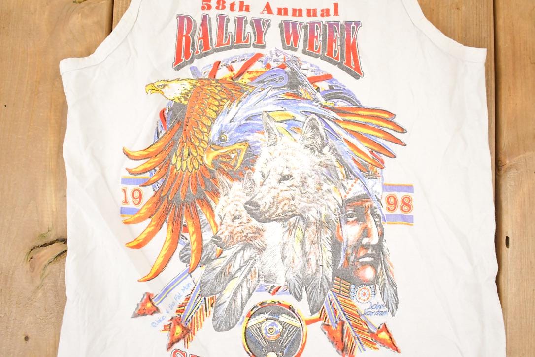Vintage 1999 Tennessee River Sturgis Rally Week Motorcycle Tank Top Men's M
