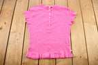 Vintage 2000s Hot Pink Ribbed Henley Tube Top