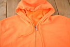 Vintage 1980s Blank Orange Zip Up Hoodie Made In USA