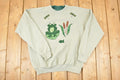 Vintage 1990s Cute Frog Embroidered Double Collar Crew Neck Sweatshirt Men's L