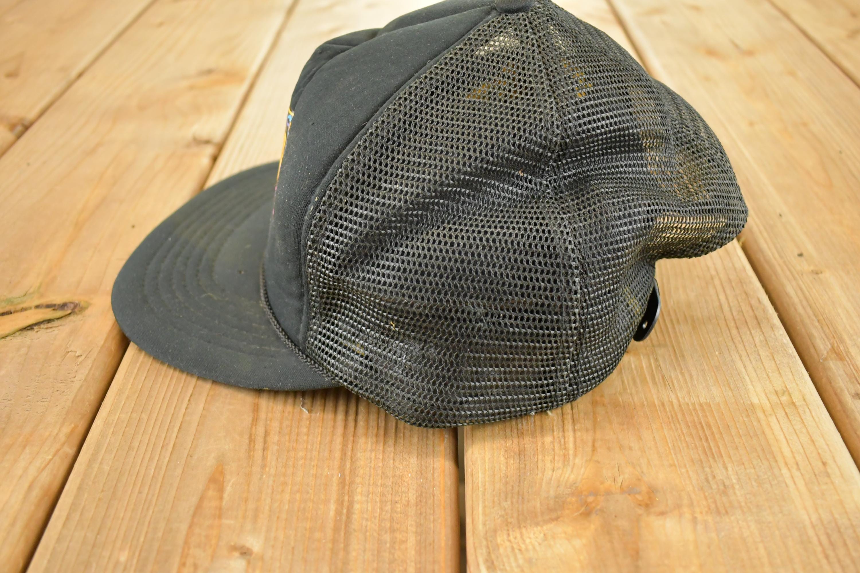 Vintage 1980s Disney Universal Studios Mickey Mouse Script Mesh Trucker Snapback Hat /