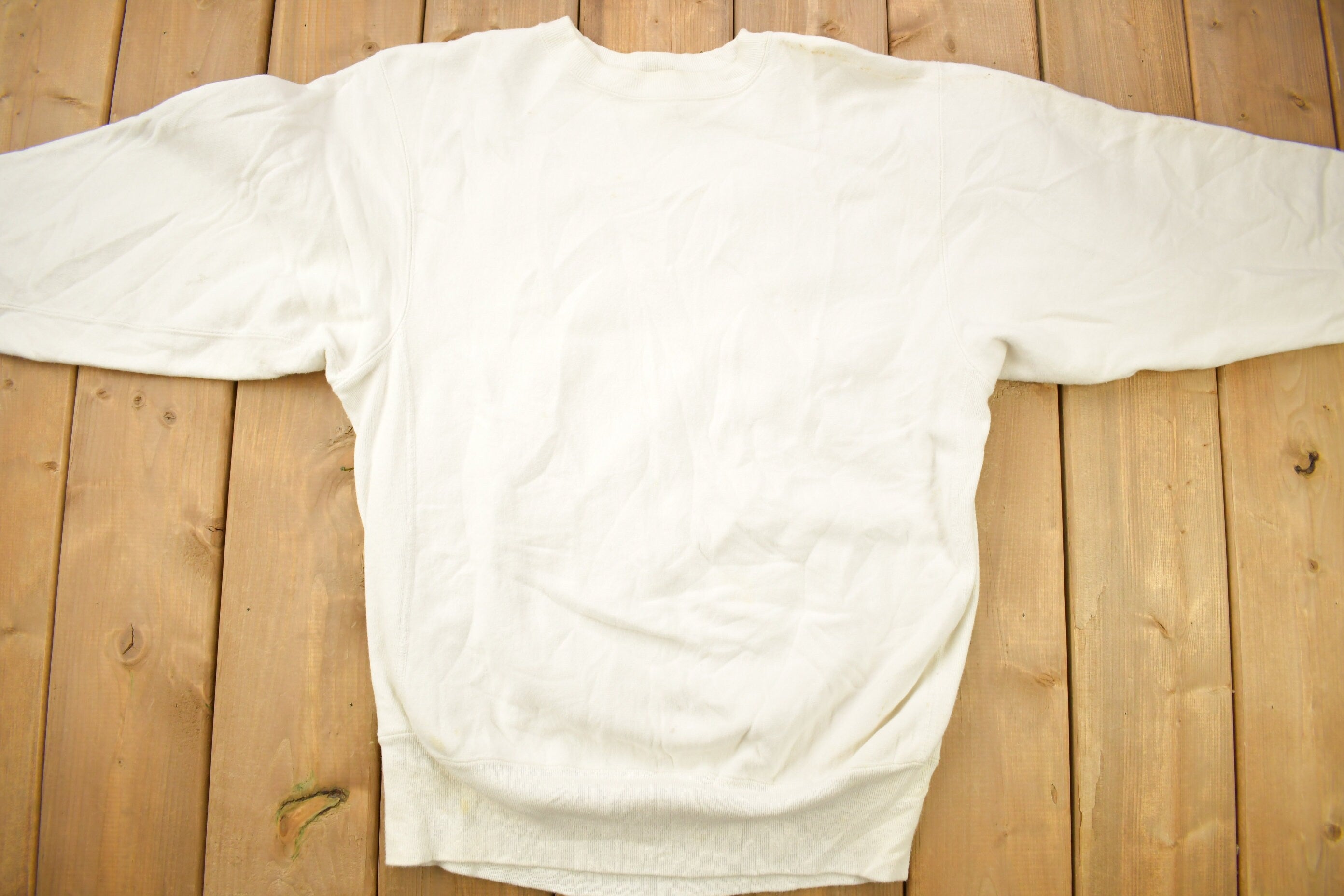Vintage 1990s Blank White Champion Reverse Weave Crewneck