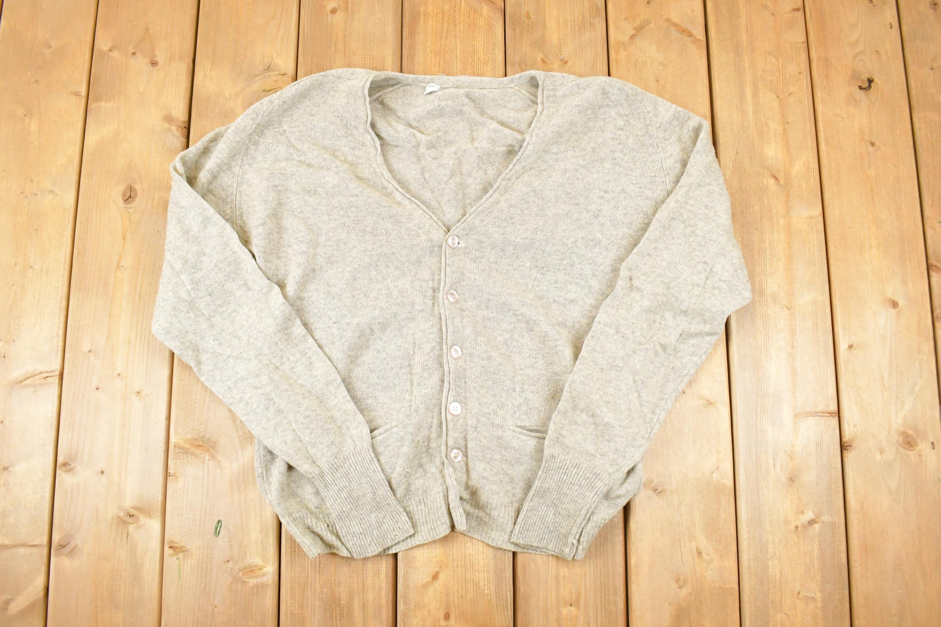 Vintage 1990s Tan Knit Cardigan Sweater Women's L