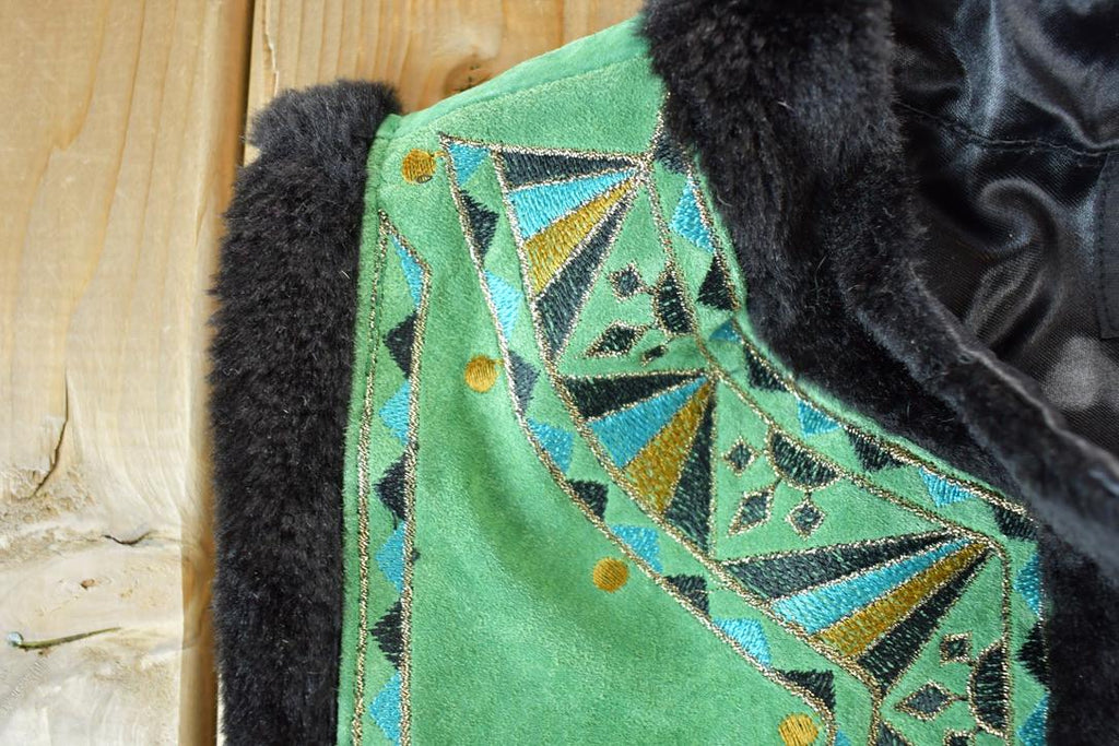 Vintage 1990s Bob Mackie Leather Knit Zip Up Vest