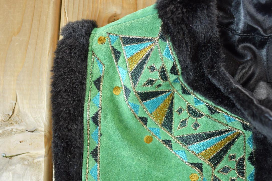 Vintage 1990s Bob Mackie Leather Knit Zip Up Vest