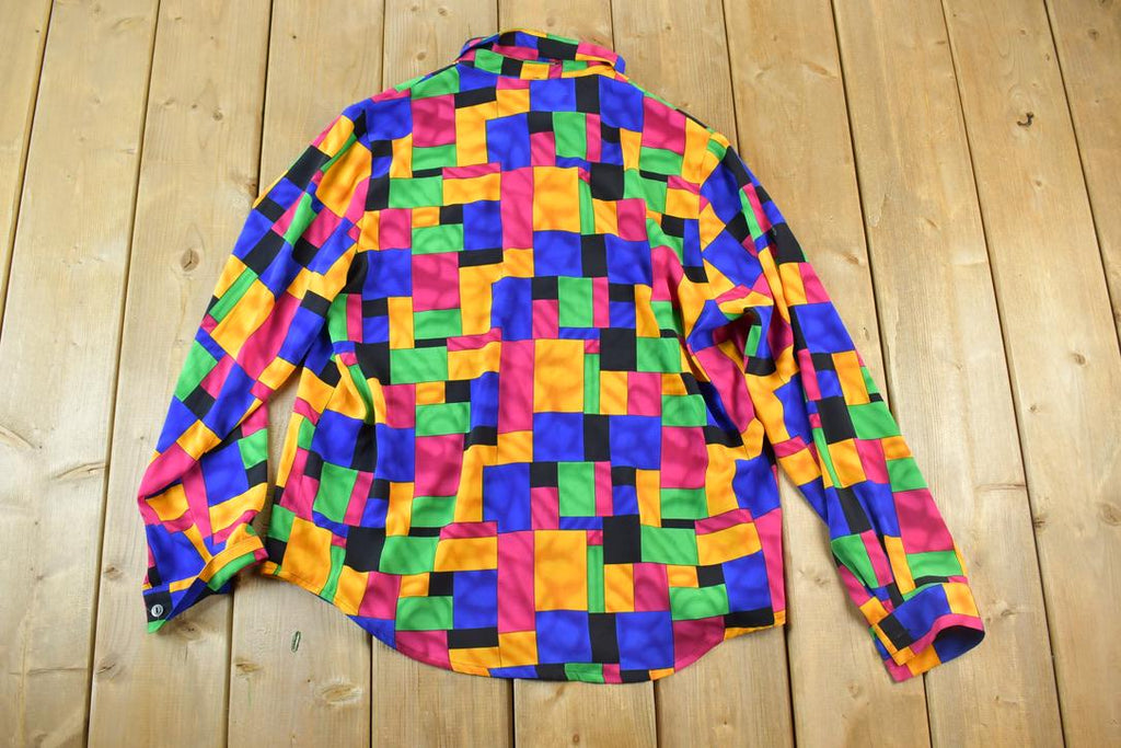 Vintage 1990s Kathy Che Art Deco Button Up Shirt