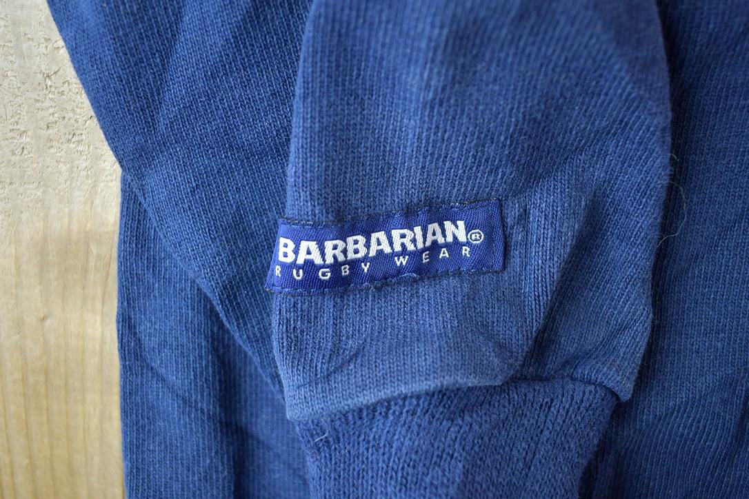 Vintage 1990s Barbarian Rugby Wear Striped Button Up Shirt