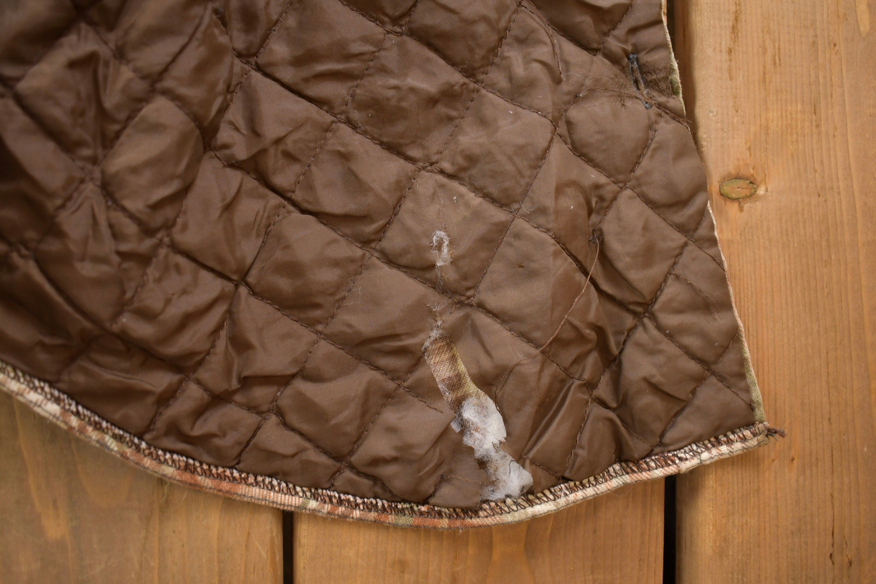 Vintage 1990s Cortefiel Diamond Quilt Lined Plaid Fall Button Up Jacket