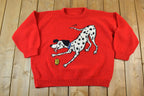 Vintage 1980s Knit Dalmatian Cartoon Crewneck Sweater