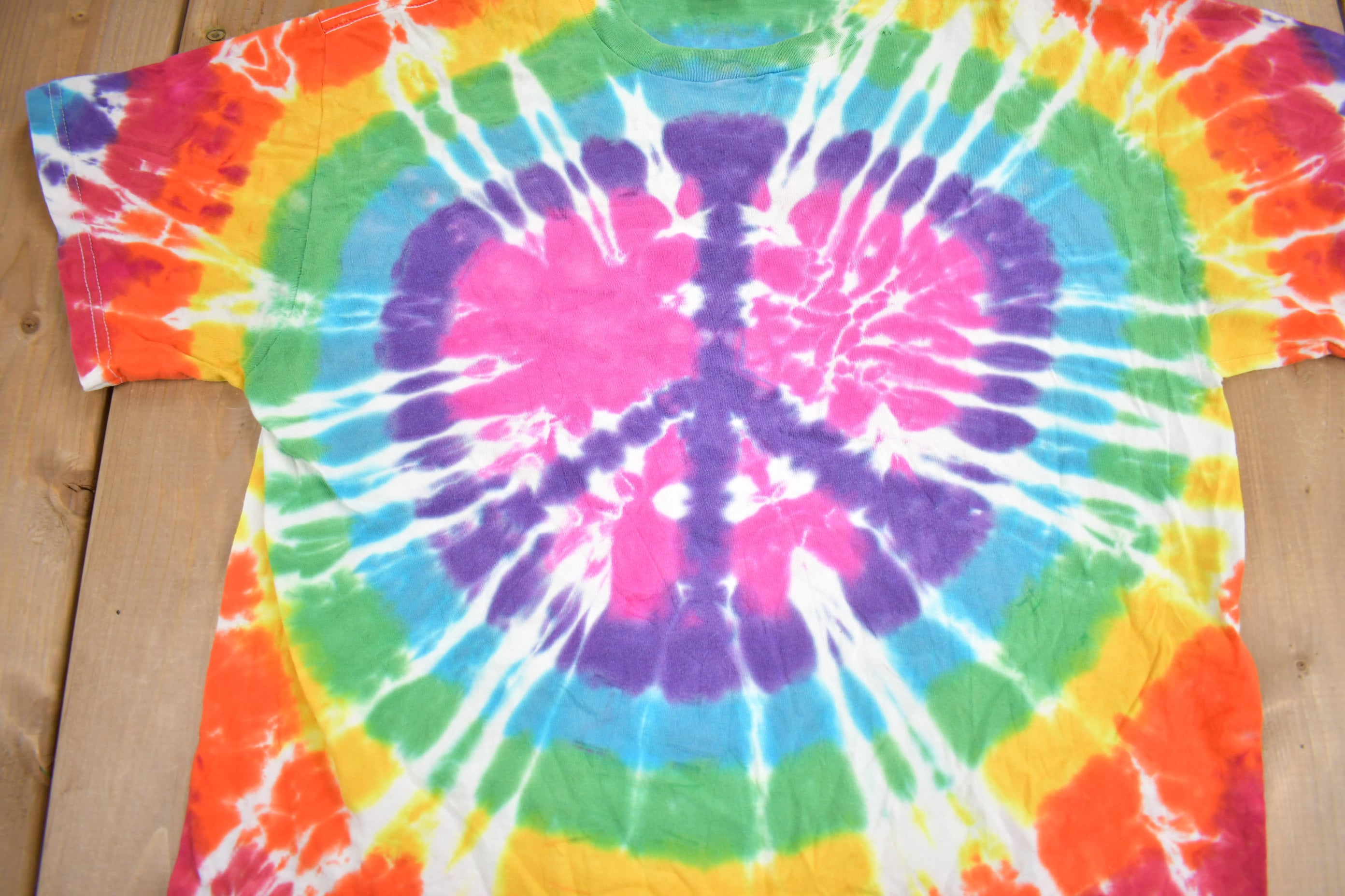 Vintage 1990s Delta Tie Dye Peace T-Shirt