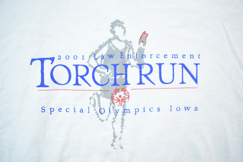 Vintage 2001 Law Enforcement Torch Run Special Olympics Shirt Iowa Souvenir T-Shirt