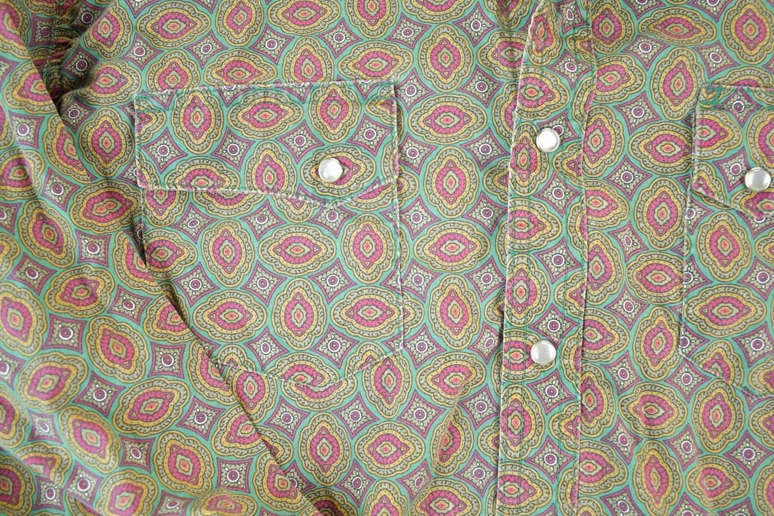 Vintage 1990s Wrangler Wrancher Button Up Western Style Cowboy Shirt