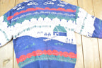 Vintage 1990s Farm House Theme Full Button Down Knit Crewneck Sweater