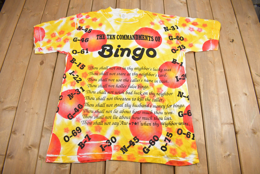 Vintage 1990s The Ten Commandments Of Bingo Graphic T Shirt