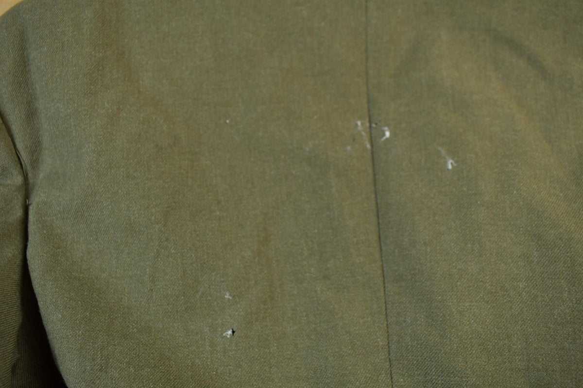 Vintage 1940s World War 2 Military Button Up Wool Overcoat