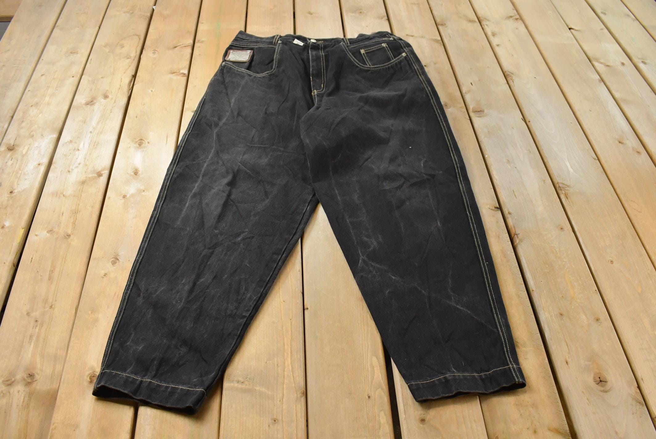 Vintage Y2K Paco Baggy Denim Jeans Men's 34 x 32 / American Vintage Jeans / Sun Faded / Streetwear / Vintage Pants / Plated / Black Jeans